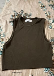 Dark Brown, Knit Mini Crop Top