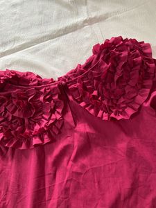 Wide Leg Jeans With Ruffle Top