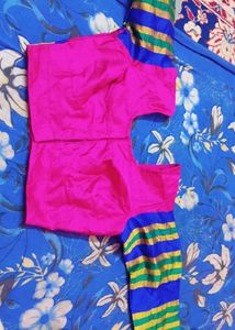 Elegant Pink &amp; Blue Saree