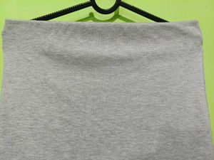 Gray Knit Flounce Hem Skirt