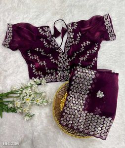 Beautiful Saree With Stitch Blouse