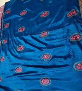 Partywear Blue Crepe Embellished Embroidered Saree
