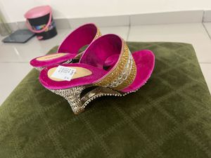 New Pink &amp; Gold Embellished Heels With Sticker