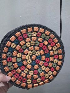 Round Beaded Shoulder Bag