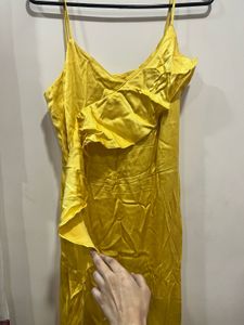 Yellow Ruffle Slip Dress