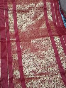 Maroon &amp; Electric Blue Colour Sari