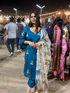Teal Embroidered Salwar Kameez Suit
