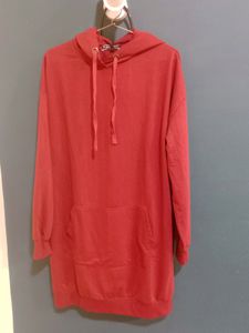 THE ROADSTER HOODIE DRESS. BRICK RED or MAROON COLOUR. L SIZE