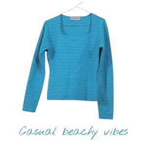 Teal Striped Long Sleeve Top