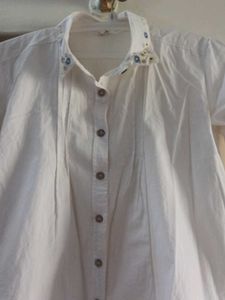 White Floral Accent Blouse