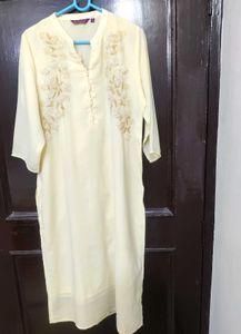 Embroidered Pale Yellow Kurti🆕✨🤗