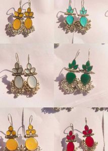 Oxidised Earrings Multicolour Stone Pack Of 6