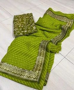 Elegant Green Striped Saree