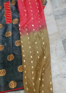 GRAY RED KURTA WITH DUPATTA