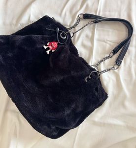 Fuzzy Cozy Korean style Black Tote bag