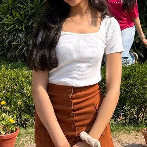 White Ribbed Crop Top