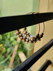 Pearl Beaded Hoop Earrings