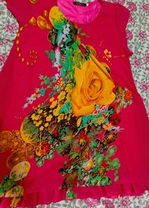 Pink Floral Print Tunic Dress