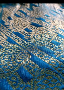 Blue and Gold Woven Fabric