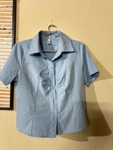 Light Blue Button-Up Top