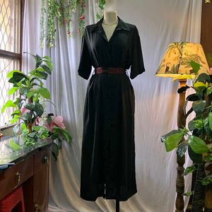 rareism black shirt dress with belt