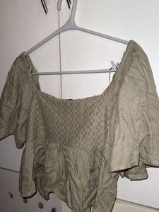Olive Green Peplum Top