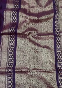 Purple Silk Saree with Gold Border