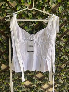 White Tie Shoulder Corset Top