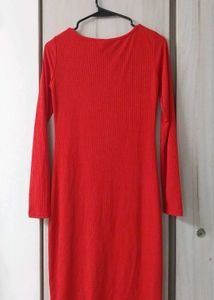 Red Ribbed Bodycon Dress