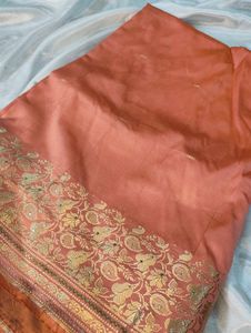 Elegant Peach Banarasi Saree