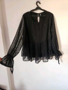 Sheer Black Polka Dot Blouse