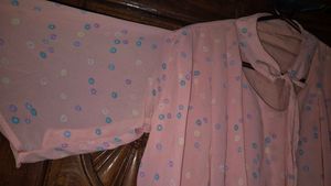 Peach Polka Dot Chiffon Top with Neck Tie