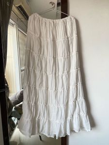 Ruffle White FULL LENGTH SKIRT