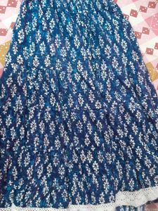 Blue Floral Print Maxi Skirt