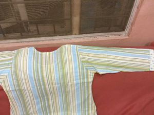 BrandNew SkyBlueStriped NiceEmbroidered KurtiSe