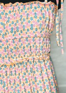 Floral Sundress M To L Size + Freebie Earings Set