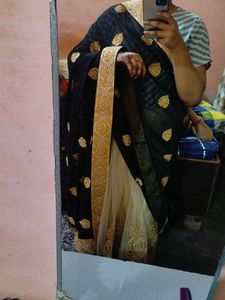 Elegant Black &amp; Gold Saree