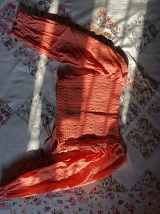 Peach Eyelet Crop Top