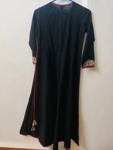 Black pure cotton long kurti for women✨