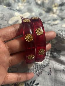 Red  plastic  bangles