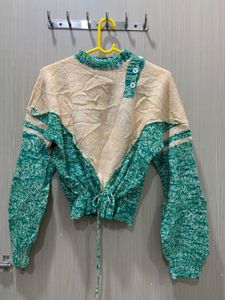 Unique Two-Tone Knit Sweater