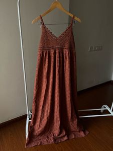NEW LOOK  Cotton Crochet Maxi Dress in Rust Orange