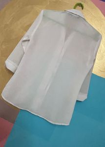 White 3/4 Sleeve Button-Down