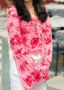 Floral Print Tie-Up Top