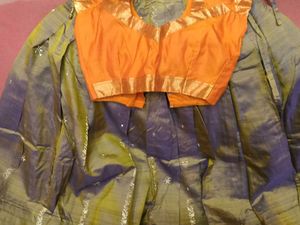 Orange Color 2-Blouses And Dupatta Set For Lehenga