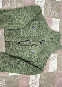 Fuzzy Green Cropped Jacket