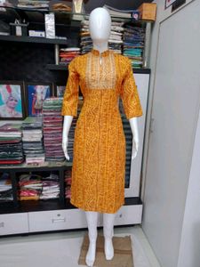 Yellow Bandhani Kurti