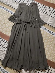 Beautiful georgette Naira Frock in charcoal colour