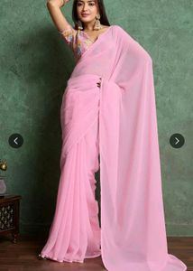 Elegant Pink Georgette Saree