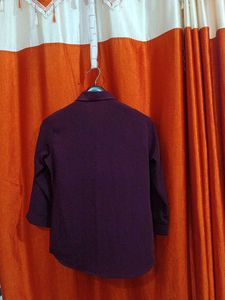 Purple 3/4 Sleeve Button-Down